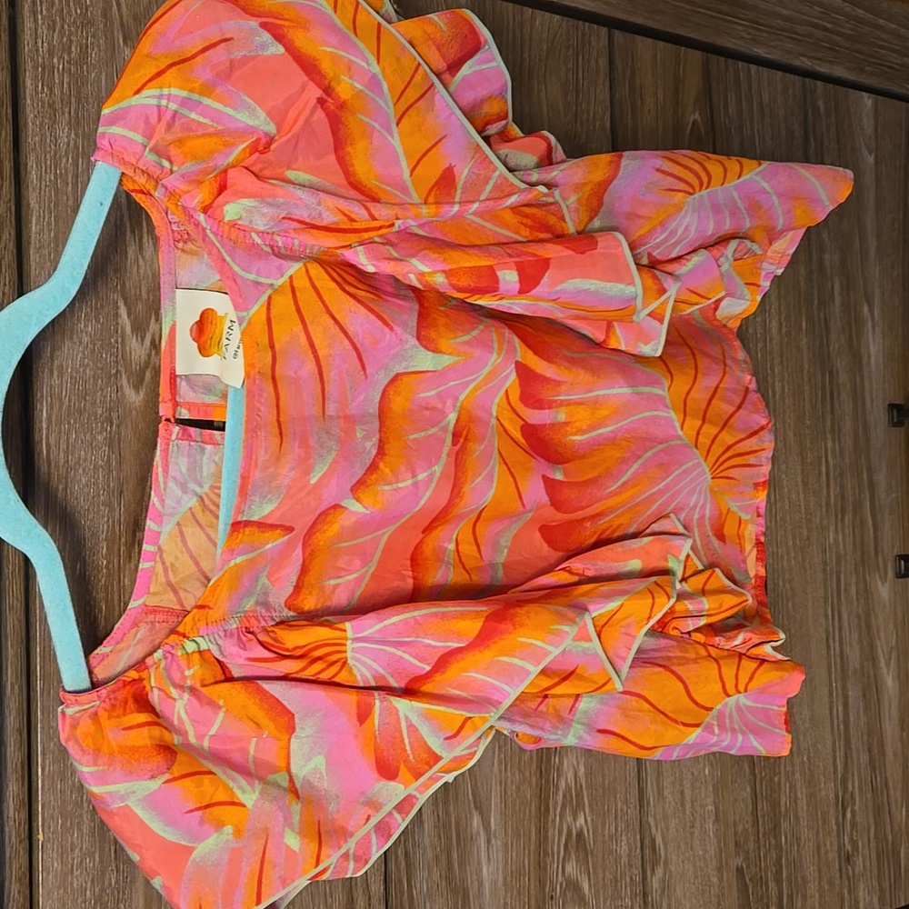 Farm Rio Pink Large flutter sleeve top